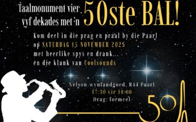 Taalmonument vier goue mylpaal met glansbal!